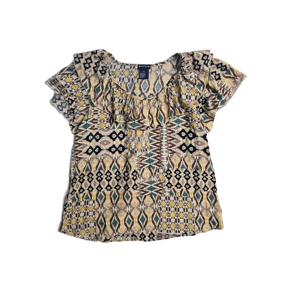 Architect Women's Blouse‎ Multicolor  Boho XL Ruffle Casual